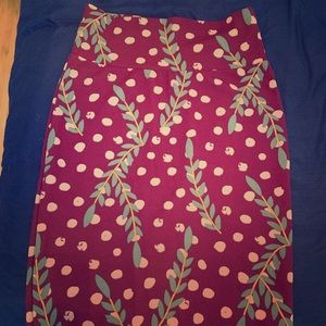 LuLaRoe XS Maroon Floral Pencil Skirt